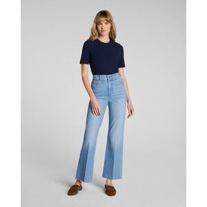 NWT‎ Spanx Authentic 360 Raw Hem Kick Flare Jeans in Light Abraided Size Medium